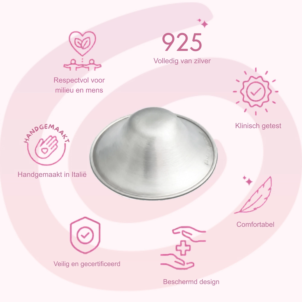 Silverette Original | maat medium | zilveren tepelkapjes 3 Silverette Original nursing caps voordelen